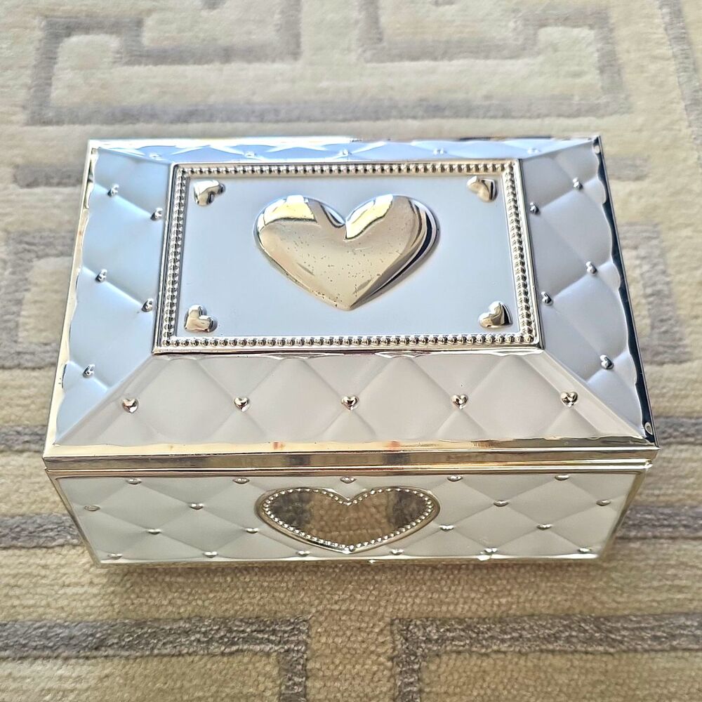 Lenox Childhood Memories Ballerina Heart Metal Jewelry Box Mirror Velvet Lined